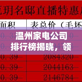温州家电公司排行榜揭晓，领先企业一览