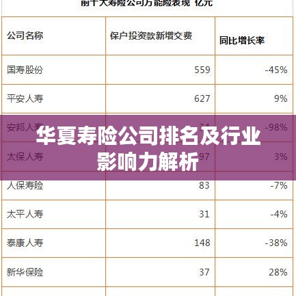 华夏寿险公司排名及行业影响力解析