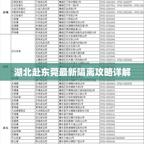 湖北赴东莞最新隔离攻略详解
