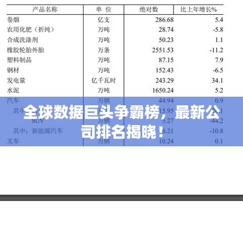 全球数据巨头争霸榜，最新公司排名揭晓！