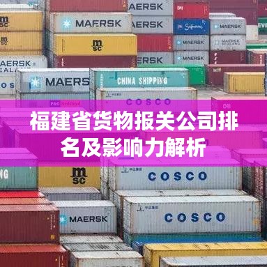 福建省货物报关公司排名及影响力解析