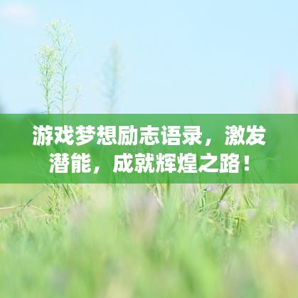 游戏梦想励志语录，激发潜能，成就辉煌之路！